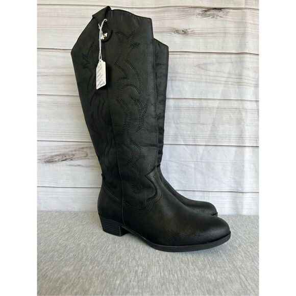 True Craft TANNER Black Distressed Fabric Pull On Western Boots Women’s Size 8 - Picture 4 of 8